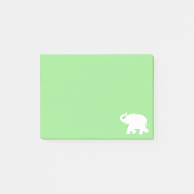 White Elephant Silhouette on Lime Green Post-it Notes (Front)
