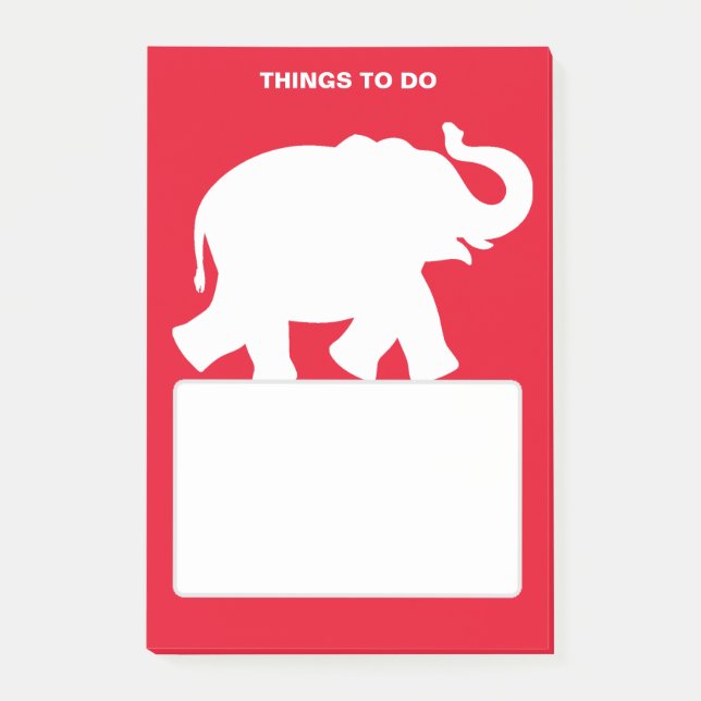 White Elephant Silhouette on Red Things To Do Post-it Notes (Front)