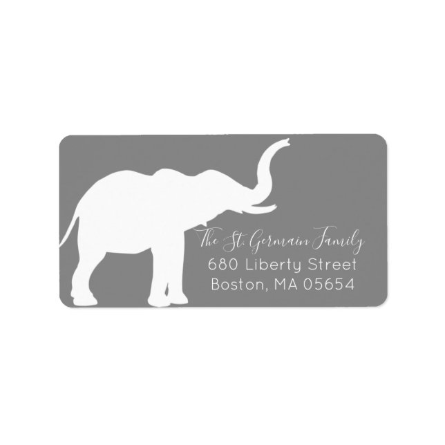 White Elephant Silhouette Return Address Label (Front)