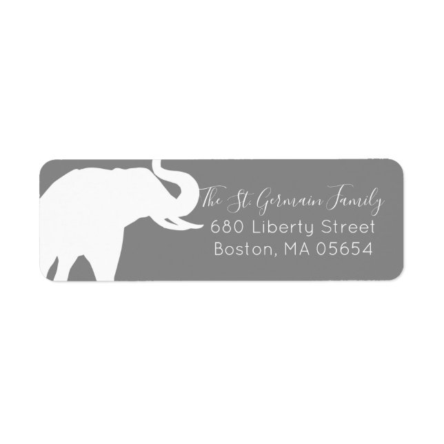 White Elephant Silhouette Return Address Label (Front)