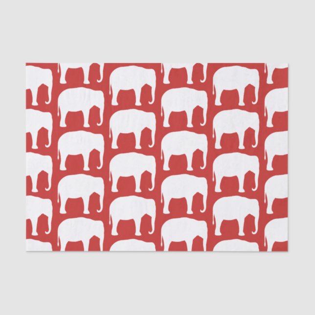 White Elephant Silhouettes Pattern Tissue Paper (Front)
