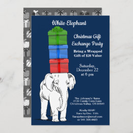 White Elephant Stacked Gift Exchange Party Invitation