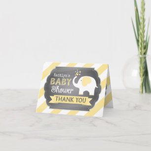 White Elephant Stripe Print Thank You Card