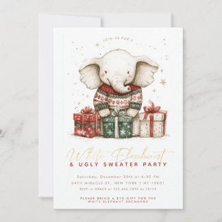 White Elephant Ugly Sweater Party Invitation