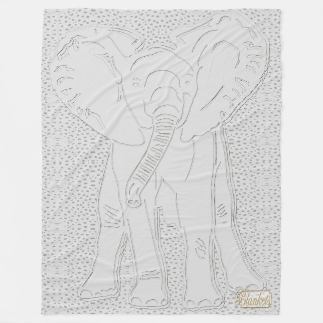 White Elephant White Dotted Fleece Blanket (Front)