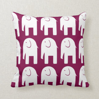 White Elephants on Burgundy Cushion