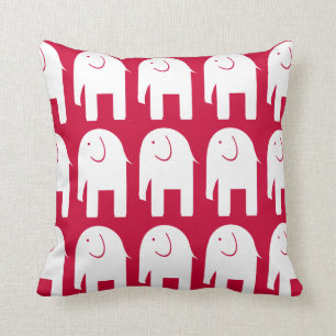 White Elephants on Red Cushion