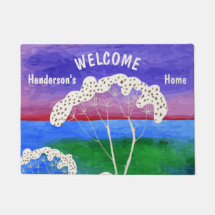 White elm trees custom doormat