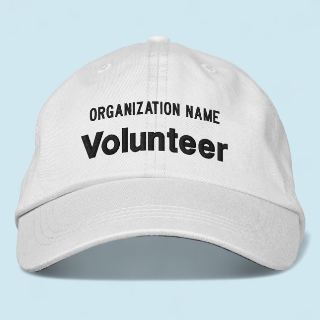 White Embroidered Volunteer Hat Adjustable Cap (MISOOK White Embroidered Volunteer Baseball Cap )