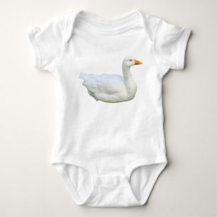 White Emden Goose Baby Bodysuit