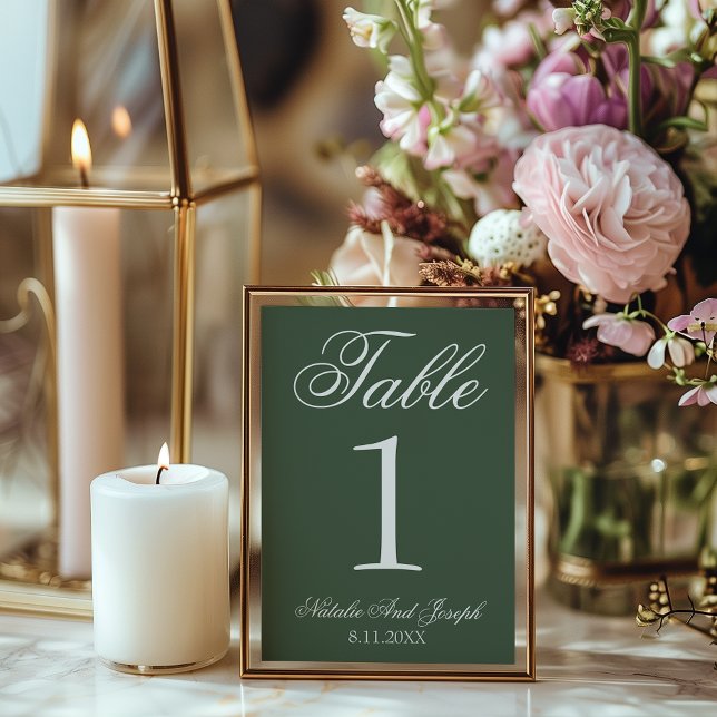 White Emerald Green Old Money Wedding Table Number (Creator Uploaded)