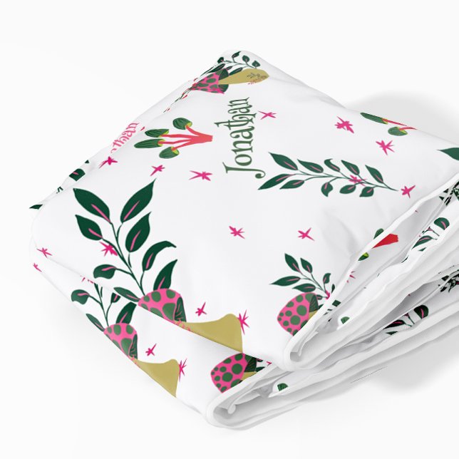 White Enchanted Fairy Forest Nursery Custom Name Sherpa Blanket (Your Baby Custom Name!)