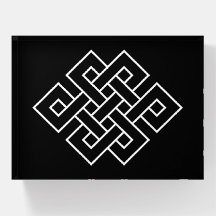 White Endless Knot Symbol on Black