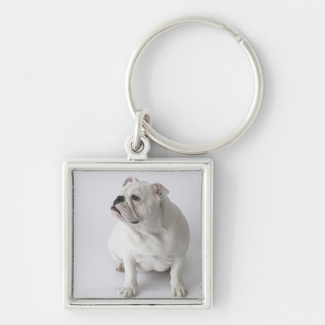White English Bulldog Key Ring (Front)