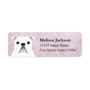 White English Bulldog Lavender Flowers Labels