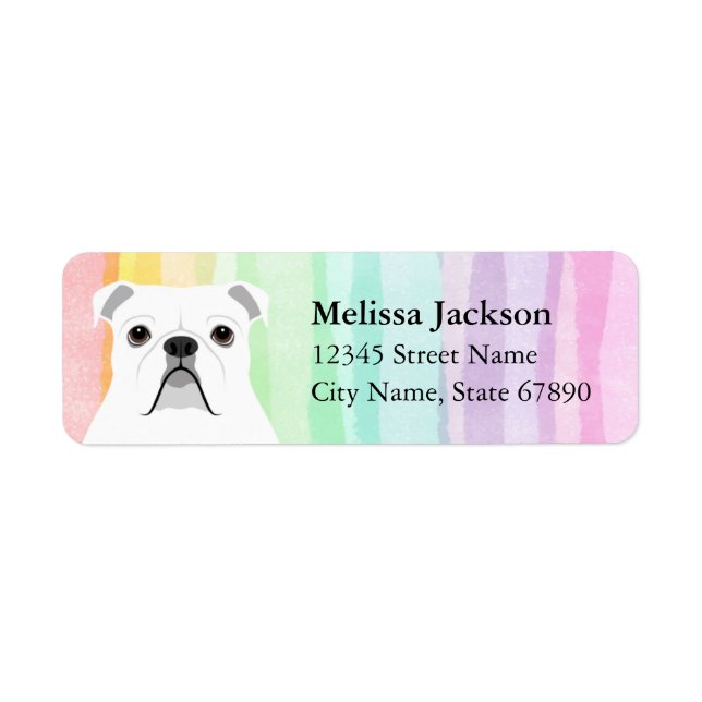 White English Bulldog Rainbow Address Labels (Front)