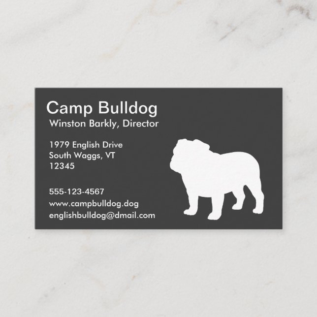 White English Bulldog Silhouette Business Card (Front)