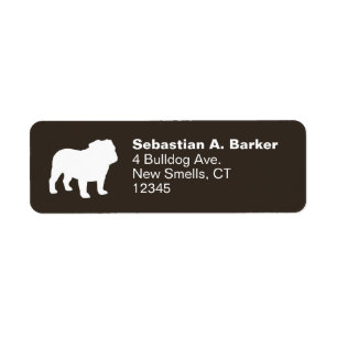 White English Bulldog Silhouette Return Address Label