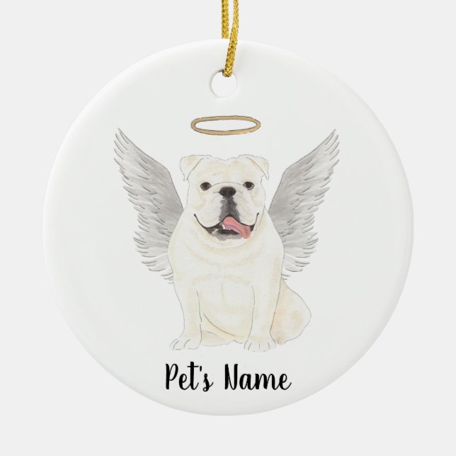 White English Bulldog Sympathy Memorial  Ceramic Ornament (Front)