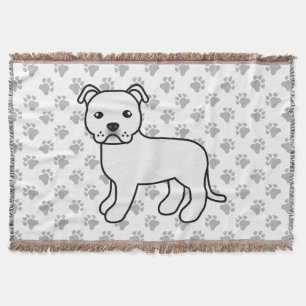 White English Staffordshire Bull Terrier Dog Throw Blanket