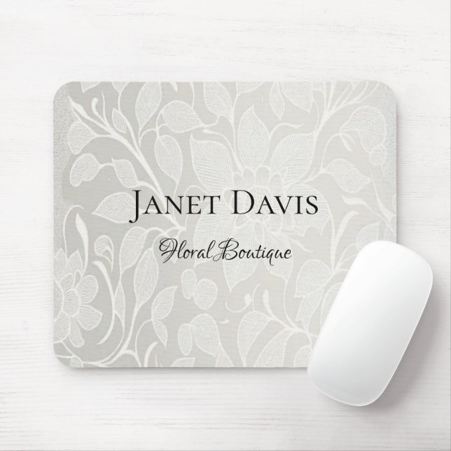 White engraved flowers silver mouse pad (With Mouse)