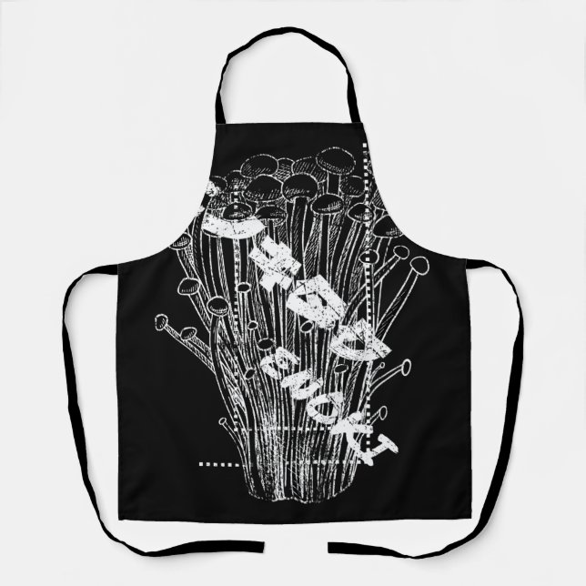 White Enoki Mushrooms Japanese Letters Fungus Food Apron (Front)