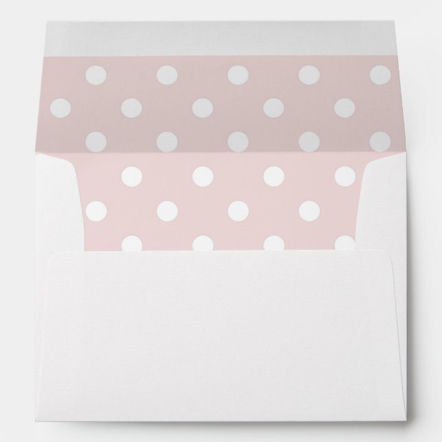 White Envelope, Blush Pink Polka Dot Lined Envelope (Back (Bottom))