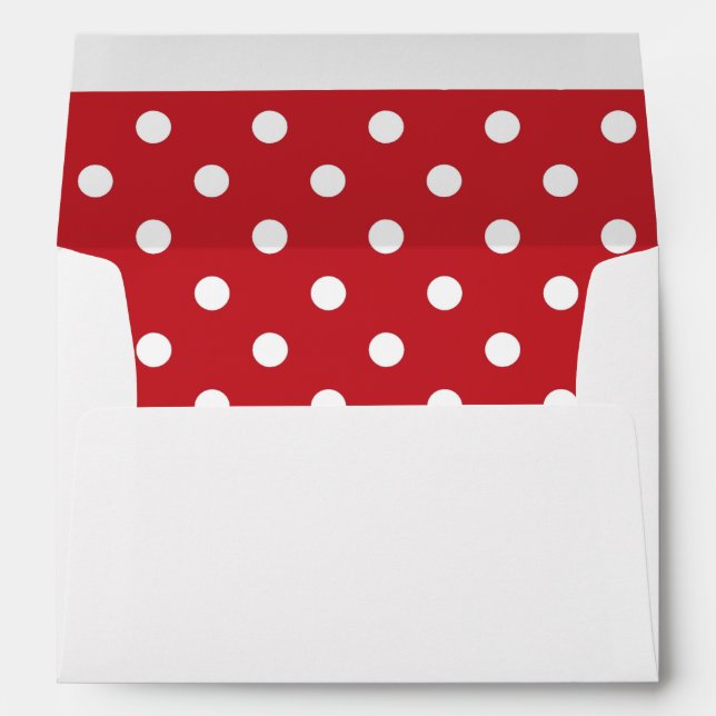 White Envelope, Cherry Red Polka Dot Lined Envelopes (Back (Bottom))