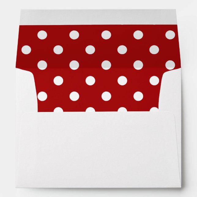 White Envelope, Dark Red Polka Dot Lined Envelope (Back (Bottom))