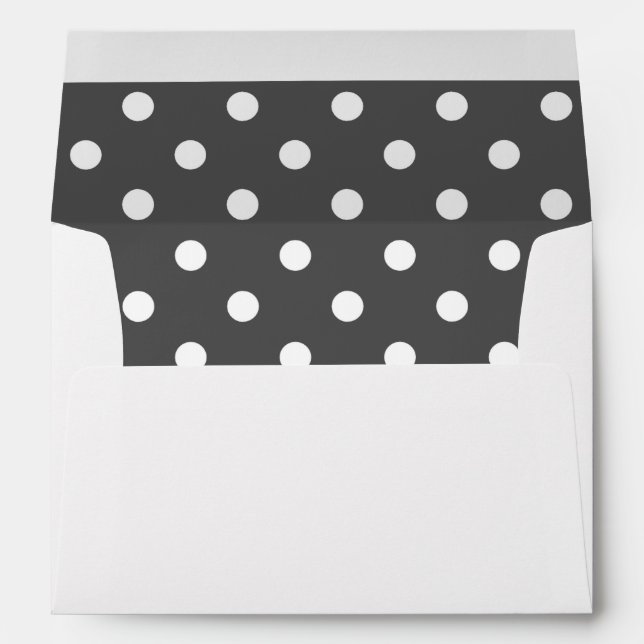 White Envelope, Dark Silver Grey Polka Dot Lined Envelope (Back (Bottom))