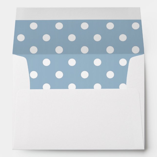 White Envelope, Dark Sky Blue Polka Dot Lined Envelopes (Back (Bottom))