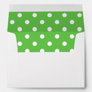 White Envelope, Green Polka Dot Lined Envelope