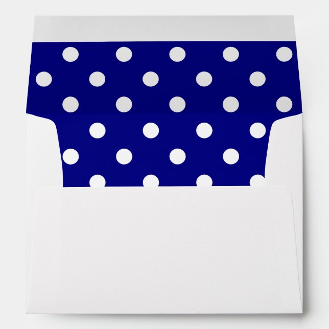 White Envelope, Navy Blue Polka Dot Lined Envelopes (Back (Bottom))