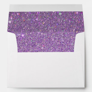 White Envelope, Purple Glitter Lined Envelopes