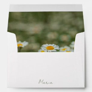 White Envelope with Daisy Field Photo Liner