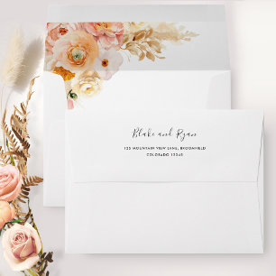 White Envelope with Elegant Peach Floral