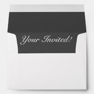 White Envelope Your Invited Dark Grey Liner