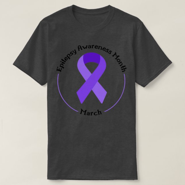 White Epilepsy awareness Epilepsy Purple Ribbon Ma T-Shirt (Design Front)