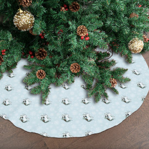 White Ermine Blue Christmas Snowflakes  Brushed Polyester Tree Skirt