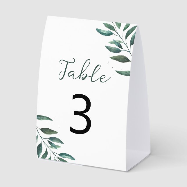 White Eucalyptus Triangle Table Number (Front)