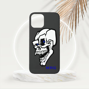 White Evil Skull with Blue Eyes iPhone 15 Case