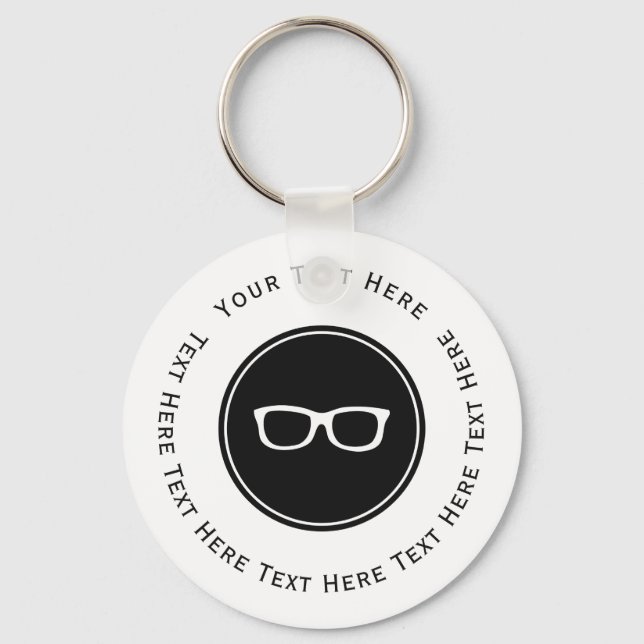 White Eye Glasses Key Ring (Front)