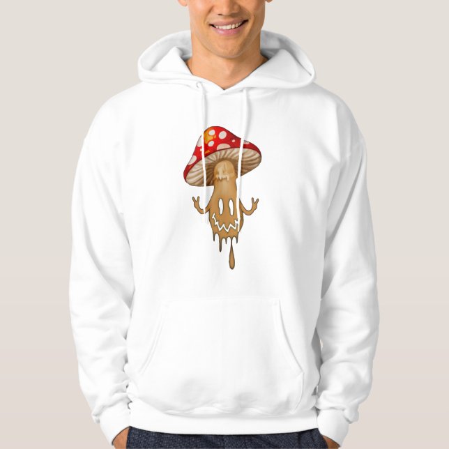 White Eyes Cute Mushroom Hooded Sweatshirt  (Front)