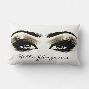 White  Eyes Makeup Lash Hello Gorgeous Gold Eyes Lumbar Cushion