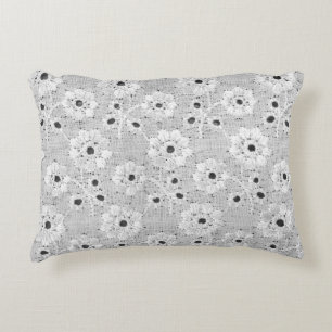 White fabric fine lace texture with elegance seaml decorative cushion