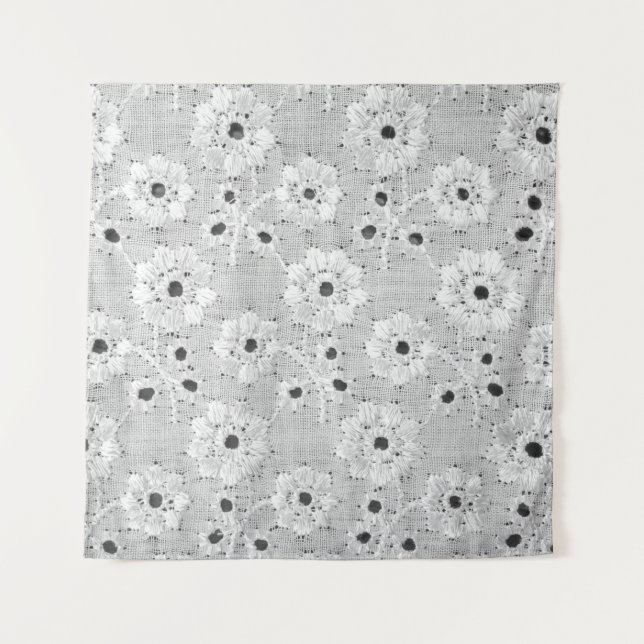 White fabric fine lace texture with elegance seaml tapestry (Front)