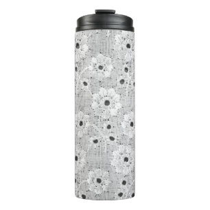 White fabric fine lace texture with elegance seaml thermal tumbler