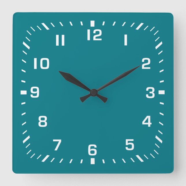 White Face Numbers with Square Minute Ticks Wall Clock (Front)
