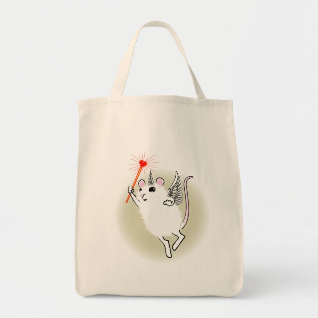 White Faerie Mouse Tote Bag (Front)
