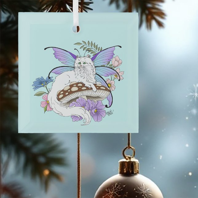 White Fairy Cat Mushroom Glass Tree Decoration (Creator Uploaded)